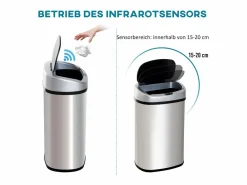 Cubo De Basura Para Cocina|Papelera automática de 30L, sensor IR, acero inoxidable, interior extraíble opcional, cuadrada (33x25x58cm)