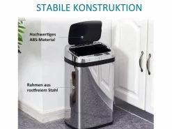 Cubo De Basura Para Cocina|Papelera automática de 30L, sensor IR, acero inoxidable, interior extraíble opcional, cuadrada (33x25x58cm)