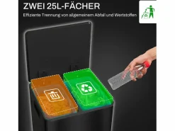 Cubo De Basura Para Cocina|Papelera con pedal de 25 l, acero inoxidable, color (47,7 x 37,5 x 56 cm)