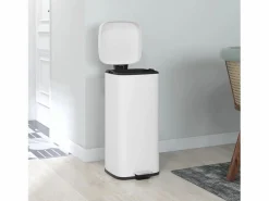 Papelera con pedal, 30L, metálica, con tapa y cubo interior, color negro (28x35x63,5 cm)^ Clearance