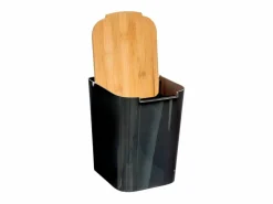 5five Accesorios De Wc|Papelera con tapa en bambú 22,4 x 24,4 cm