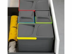 Cubo De Basura Para Cocina|Papelera diferenciada con 4 contenedores, altura 26,6 cm.