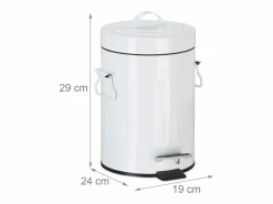 Helloshop26 Papelera vintage de metal con pedal para cocina o baño 3 litros color blanco 13_0002319 Negro Clearance