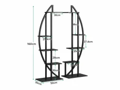 Paquete de 2 soportes para plantas de interior de 5 niveles, de metal curvo, con 2 ganchos para colgar, multiusos para interior, jardín, balcón y sala de estar^Tribesigns New