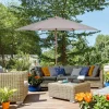 Parasol con LED, 3 posiciones, poliéster, bambú, gris, (250x250x230 cm) New