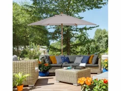 Parasol con LED, 3 posiciones, poliéster, bambú, gris, (250x250x230 cm) New