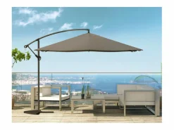 Concept-Usine Parasol excéntrico cuadrado con LED de 3x3 m SOLENZARA Gris Outlet
