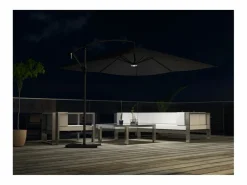 Concept-Usine Parasol excéntrico cuadrado con LED de 3x3 m SOLENZARA Gris Outlet