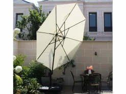 Concept-Usine Parasol excéntrico cuadrado con LED de 3x3 m chocolate SOLENZARA Marru00f3n