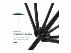 Sombrilla|Parasol inclinable con manivela, aluminio, poliéster, verde (Ø2,6x2,35 m)