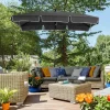 Sombrilla|Parasol inclinable para jardín y balcón, aluminio, gris (198x130x245 cm)