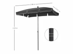 Sombrilla|Parasol inclinable para jardín y balcón, aluminio, gris (198x130x245 cm)