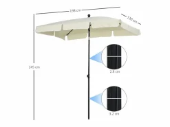 Parasol inclinable, protección UV, aluminio madera, color crema y negro (200x130x245 cm)^ Discount