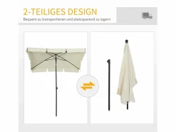 Parasol inclinable, protección UV, aluminio madera, color crema y negro (200x130x245 cm)^ Discount