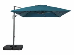 Sweeek Parasol rectangular excéntrico, 3x4m + placas de lastre 50x50cm azul Azul verdoso