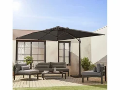 Sweeek Sombrilla|Parasol rectangular excéntrico, 3x4m + placas de lastre 50x50cm