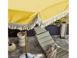 Sweeek Parasol redondo recta con flecos, ø2m ocre Amarillo Best