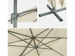 Sweeek Sombrilla|Parasol 3x4m rectangular desplazado crudo