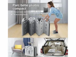 Parque de bebés plegable plegable de Yoleo grande plegable, 20+2 paneles modulares de plástico ecológicos, con cesta de baloncesto, 230x230x60cm^DripeX Best