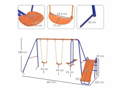 Parque de juegos infantil Fly 4 en 1-3 A 180x367x192 cm^Outsunny Outlet