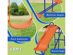 Parque de juegos infantil Fly 4 en 1-3 A 180x367x192 cm^Outsunny Outlet