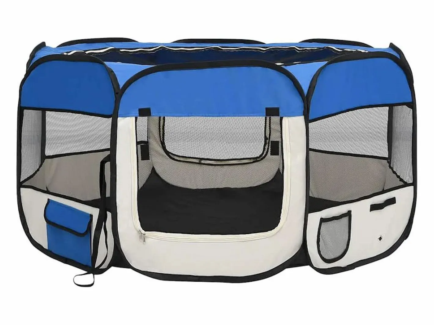 Clicnbuy Parque de perros plegable y bolsa transporte 125x125x61cm Azul New