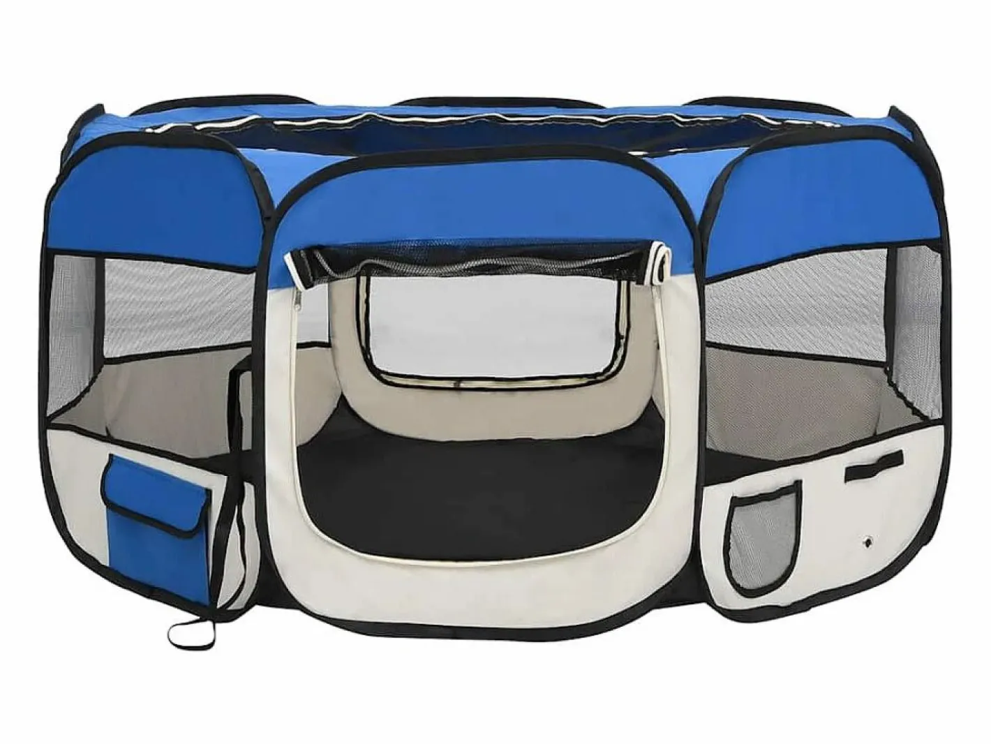 Clicnbuy Parque de perros plegable y bolsa transporte 125x125x61cm Azul New