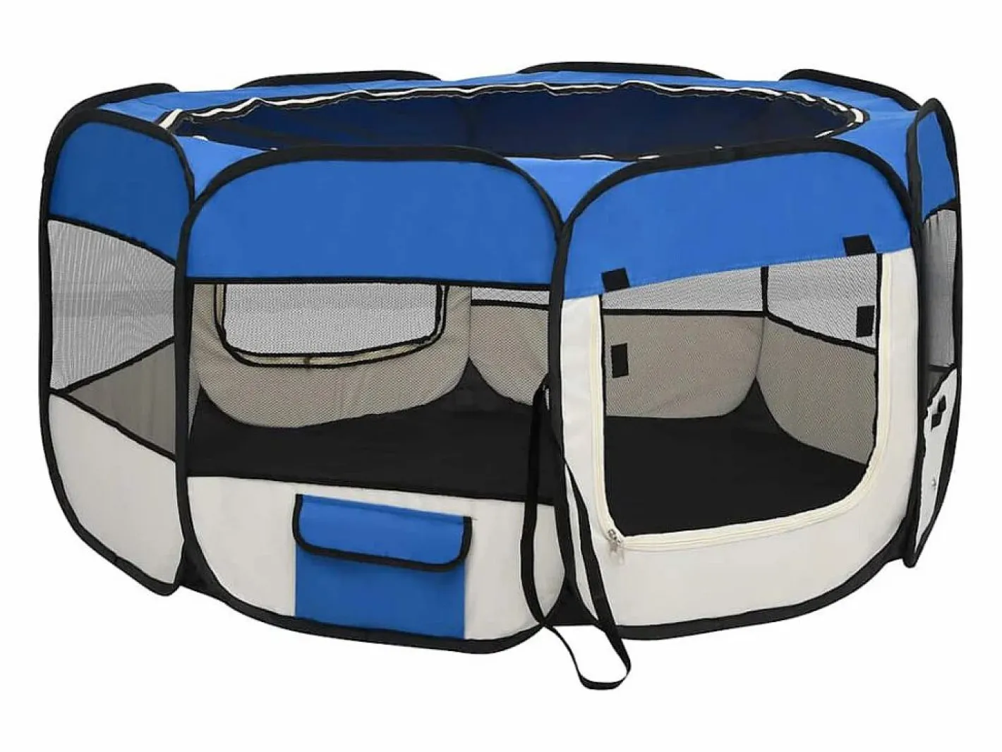 Clicnbuy Parque de perros plegable y bolsa transporte 125x125x61cm Azul New