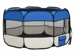 Clicnbuy Parque de perros plegable y bolsa transporte 125x125x61cm Azul New