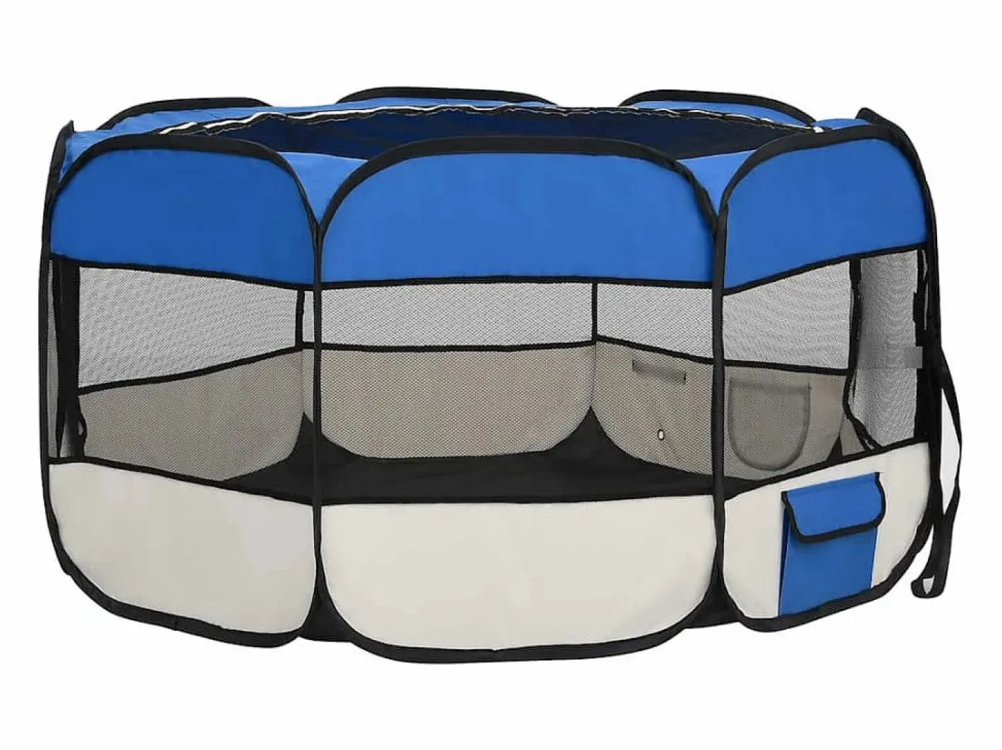 Clicnbuy Parque de perros plegable y bolsa transporte 125x125x61cm Azul New