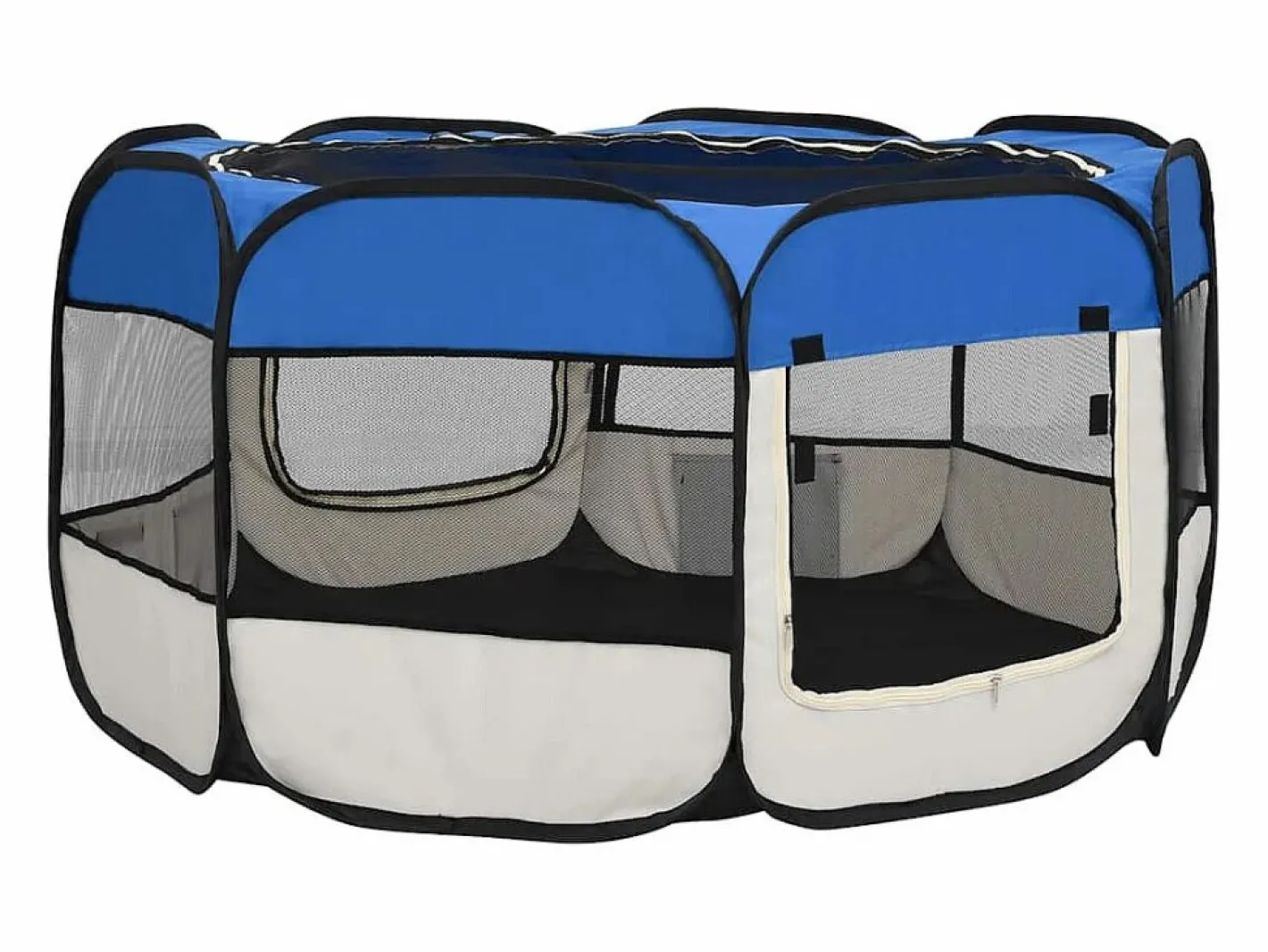 Clicnbuy Parque de perros plegable y bolsa transporte 125x125x61cm Azul New