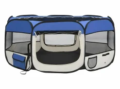 Parque de perros plegable y bolsa transporte 145x145x61cm ES147488 Azul Clearance
