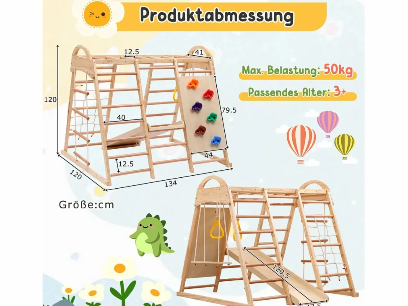 Parque infantil 7 en 1 con tobogán, columpio y red de escalada, 140 x 120 x 120 cm Sale