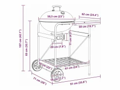 vidaxl Barbacoa|Parrilla al aire libre con rueda 91 x 71 x 107 cm Metal
