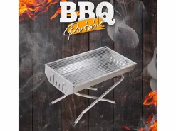 Parrilla de barbacoa de carbón barbacoa portátil jardín de acero plegable camping Poplar^AHD Online