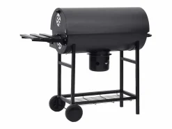 vidaxl Parrilla de barril ruedas y estantes acero 115x85x95 cm Negro Best