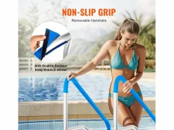 Pasamanos de Piscina SucceBuy de Acero Inoxidable de 139.5 x 81 cm con Placa Base para Jacuzzis Plateado New