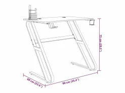 Garden Furniture Mesa Gaming|Paul-François-Alain Escritorio gaming con patas en forma de ZZ 90x60x75 cm