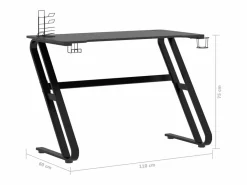 Garden Furniture Paul-François-Alain Escritorio gaming con patas forma ZZ 110x60x75cm Negro
