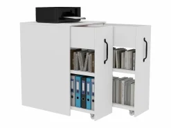 Pedalito de oficina con ruedas - 52 x 50 x 75 cm - con cajones - intercambiable Izquierda-derecha - Aglomerado -^Merax Outlet