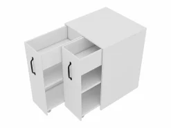 Pedalito de oficina con ruedas - 52 x 50 x 75 cm - con cajones - intercambiable Izquierda-derecha - Aglomerado -^Merax Outlet