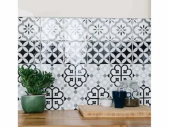 Draeger Pegatinas de azulejos 15 X 15 cm - Motivos floral en blanco y Negro Outlet