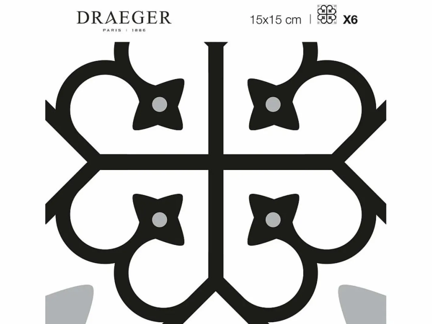 Draeger Pegatinas de azulejos 15 X 15 cm - Motivos floral en blanco y Negro Outlet