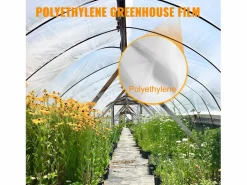 Película de Invernadero SucceBuy, 9.76x7.62 m, Cubierta de Plástico Resistente a los UV, para los Proyectos Industriales, Residenciales y Agrícolas Transparente
