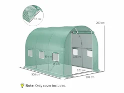 Invernadero De Jardín|Película de polietileno para túnel de jardín, 6 ventanas, (300x200x200 cm)