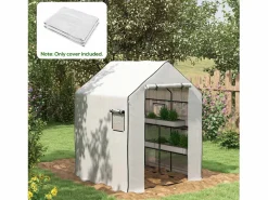 Invernadero De Jardín|Película de repuesto para invernadero, PE reforzado 135 g/m², con ventana lateral y puerta enrollable, color (140 x 143 x 190 cm)