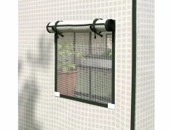 Invernadero De Jardín|Película de repuesto para invernadero, PE reforzado 135 g/m², con ventana lateral y puerta enrollable, color (140 x 143 x 190 cm)