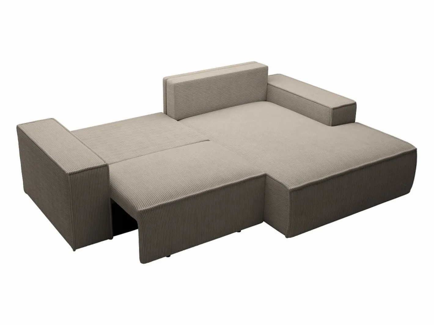 Vente-unique Pequeño Sofá cama rinconera derecha de pana beige AMELIA Topo Discount