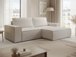 Pequeño Sofá cama rinconera derecha de pana AMELIA^Vente-unique Best