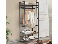 Perchero - Armario Abierto de Metal y Madera Perchero Extraíble - 162x60x40cm Marru00f3n Online